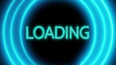 Siyah arkaplan üzerinde dairesel işlem çubuğu olan neon mavi yükleme işareti.