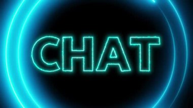 Kelime sohbet parlayan çember çizgisi olan neon ışıklı tabela koyu arkaplan üzerinde.