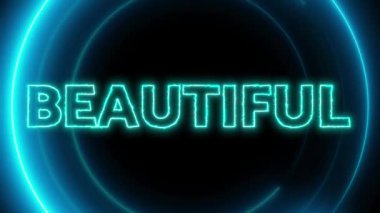 Siyah bir arkaplan üzerinde neon parlayan daire ile güzel metin.