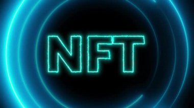 NFT 'nin koyu arkaplanda kırmızı dairesel olarak parladığı hareketli neon işareti.