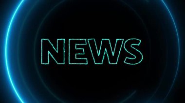 Animasyon neon mavi çemberler. Koyu bir arka planda haber parlıyor..