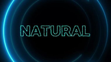 Koyu arkaplan üzerinde neon parlayan daireye sahip doğal metin.