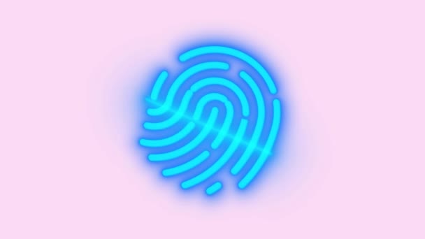 Colorful Fingerprint Neon Glow Icon Animated Colorful Background — Stock Video