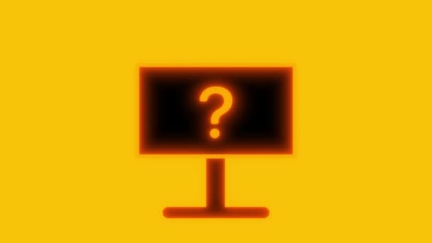 Νέον Λαμπερό Εικονίδιο Ερωτηματικό Οθόνη Υπολογιστή Κινούμενο Ένα Πολύχρωμο Φόντο — Αρχείο Βίντεο