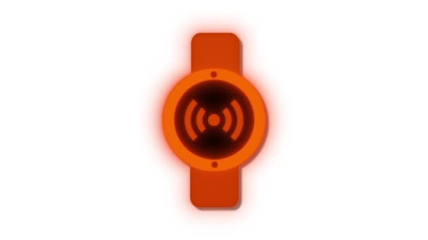 Smartwatch Arancione Con Simbolo Wireless Sull Icona Dello Schermo Animato — Video Stock