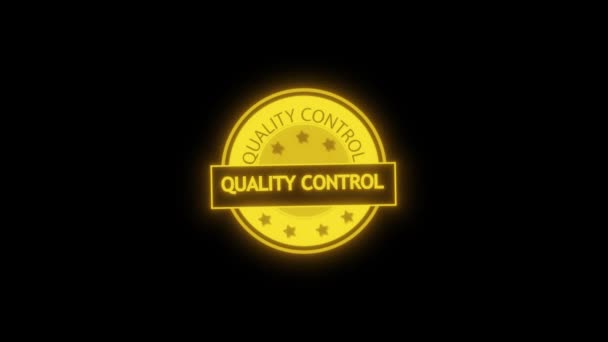 Kontrola Kvality Zlatý Pečeť Hvězdami Animované Černém Pozadí — Stock video