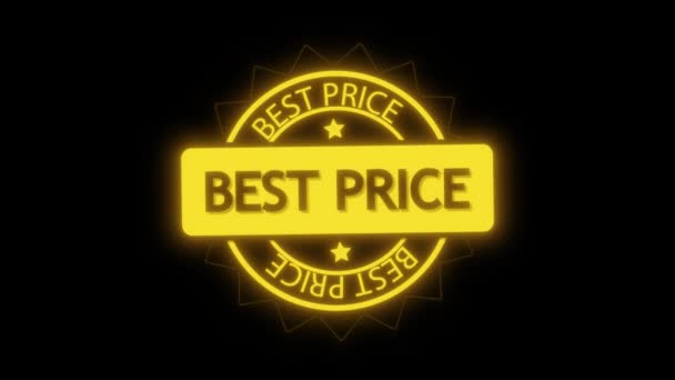 Neon Znak Słowami Najlepsza Cena Świecąca Jasnożółtym Animowane Ciemnym Tle — Wideo stockowe