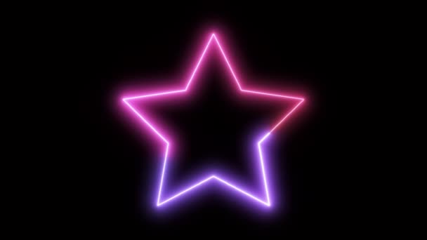 Знак Неоновой Звезды Сияющим Фиолетовым Светом Темном Фоне — стоковое видео