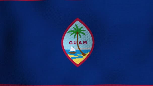 Animowane Realistyczne Flagi Narodowe Realistyczne Machanie Wietrze Flaga Guam — Wideo stockowe