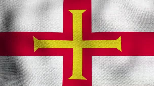 Animált Reális Nemzeti Zászló Reális Integetett Szélben Zászló Guernsey — Stock videók