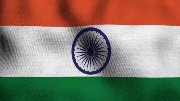 Gerçekçi Ulusal Bayrağın Rüzgarda Dalgalanması Hindistan Bayrağı — Stok video