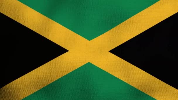 Animerad Realistisk Nationell Flagga Realistisk Vinka Vinden Flaggan Jamaica — Stockvideo