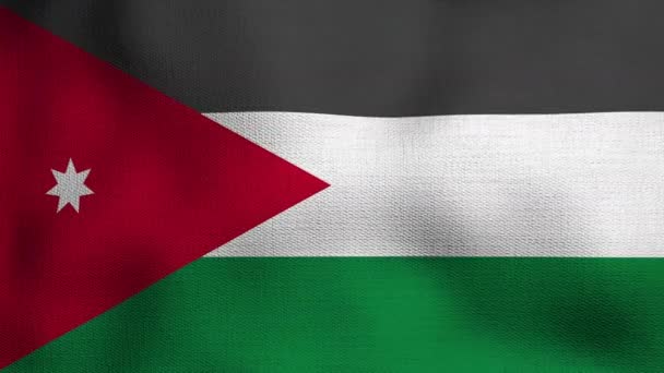 Bandera Nacional Realista Animada Ondeando Viento Bandera Jordania — Vídeos de Stock