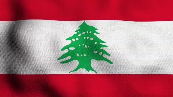 Bandera Nacional Realista Animada Ondeando Viento Bandera Líbano — Vídeos de Stock