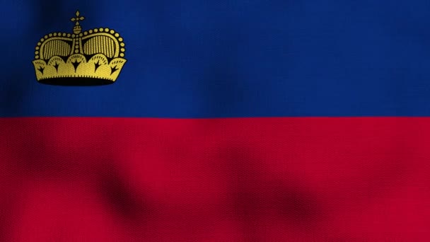 Bandera Nacional Realista Animada Ondeando Viento Bandera Liechtenstein — Vídeos de Stock