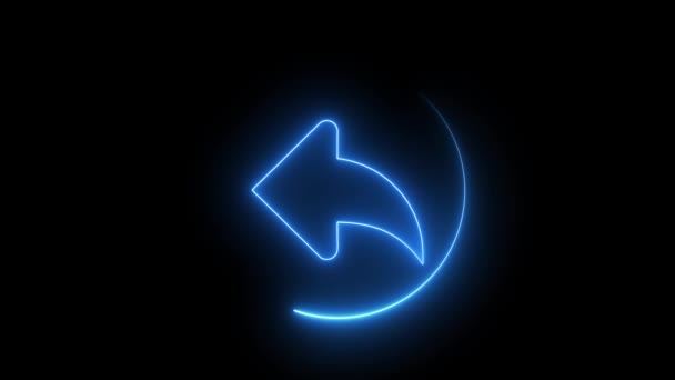 动画共享图标将明亮的蓝色霓虹灯挂在黑色背景上 — 图库视频影像