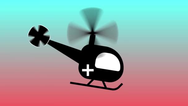 Animált Helikopter Cián Színű Háttér — Stock videók