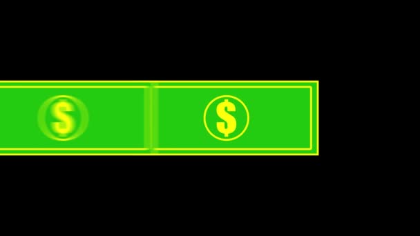 黒い背景にアニメーション化された緑のドル紙幣のスタック — ストック動画