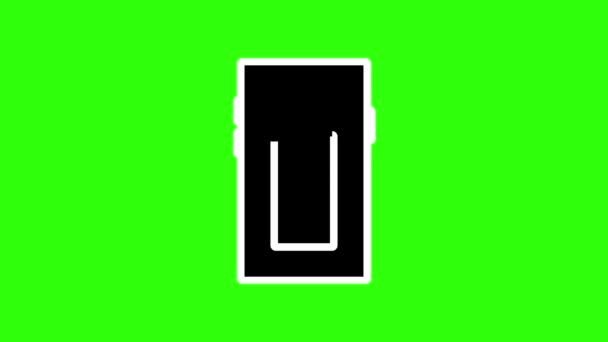 Fully Charged Battery Icon Animated Green Background — Stock Video
