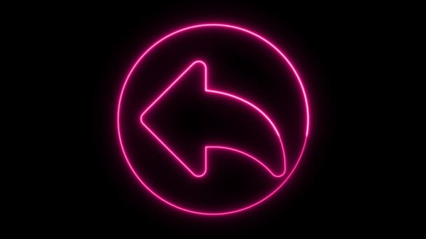 Неоновый Розовый Знак Стрелки Стрелки Светится Анимированном Темном Фоне — стоковое видео