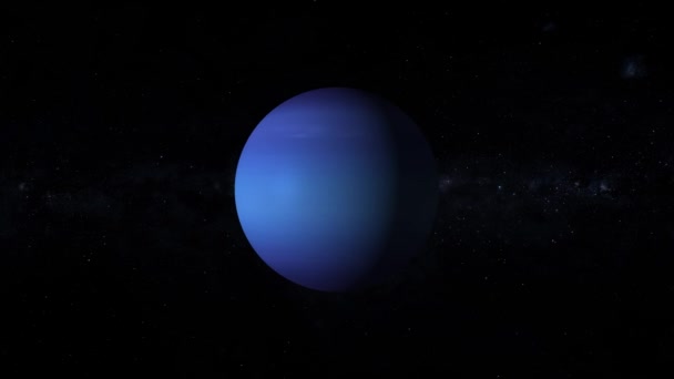 Geanimeerde Realistische Planeet Neptunus Draait Ruimte Tussen Sterren — Stockvideo