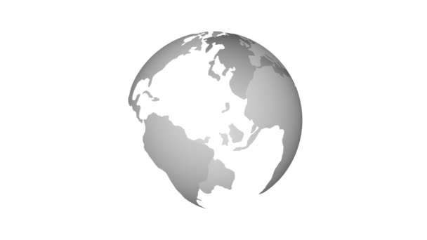 Streszczenie Szary Globus Planeta Ziemia Animowane Białym Tle — Wideo stockowe