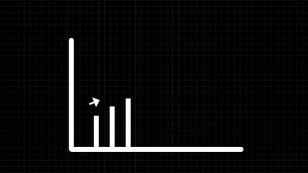 Ascending Bar Graph Arrow Animated Dark Background — Stock Video