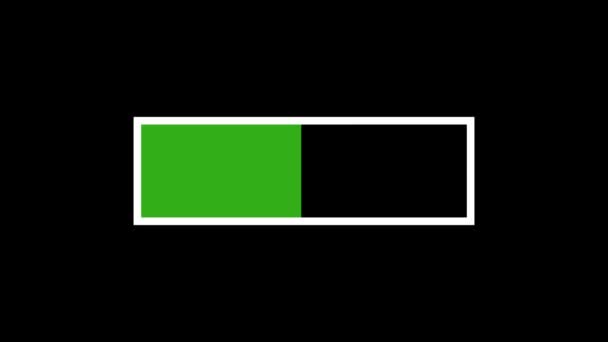 Ícone Bateria Verde Carregado Animado Fundo Preto — Vídeo de Stock