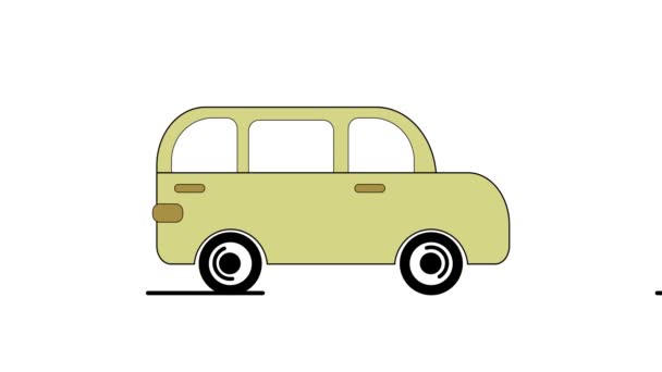 Beyaz Arka Planda Klasik Bej Minibüs Canlandırması — Stok video