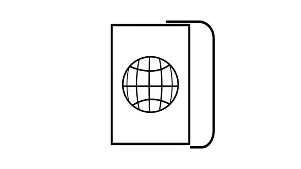 白い背景のパスポートアイコンのアニメーションスケッチ — ストック動画