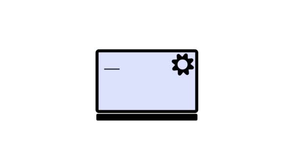 Піктограма Ноутбука Параметрами Передач Екрані Анімовані Білому Тлі — стокове відео