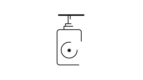 Χέρι Απολυμαντικό Μπουκάλι Μια Αντλία Και Εικονίδιο Μικρόβιο Κινούμενα Λευκό — Αρχείο Βίντεο