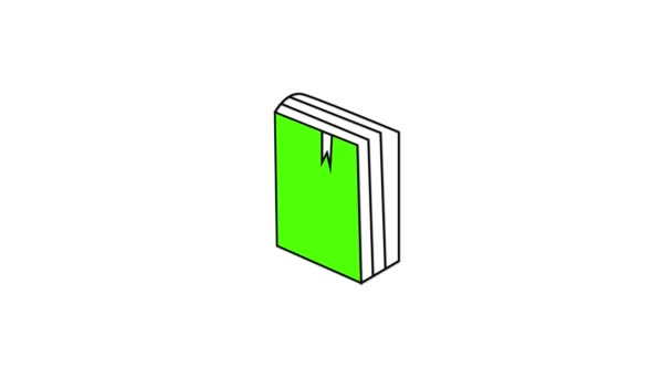 Minimalistyczna Ikona Zielonej Książki Białym Tłem — Wideo stockowe