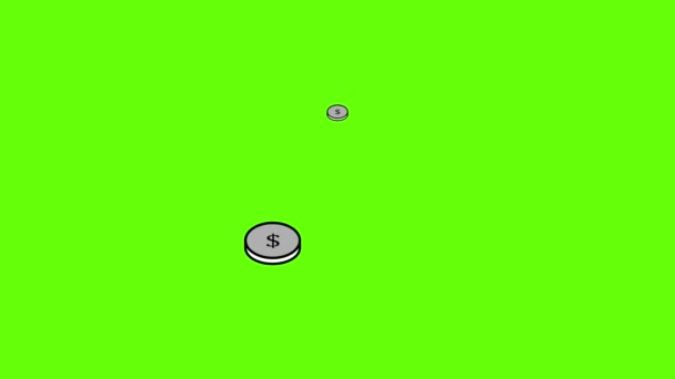 Dollar Coin Icon Animated Green Background — Stock Video