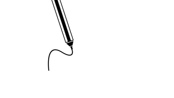 Minimalistyczny Czarny Długopis Ikona Znak Animowany Białym Tle — Wideo stockowe
