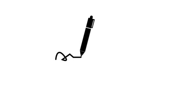 Signiert Und Stift Symbol Häkchen Auf Weißem Hintergrund Animiert — Stockvideo