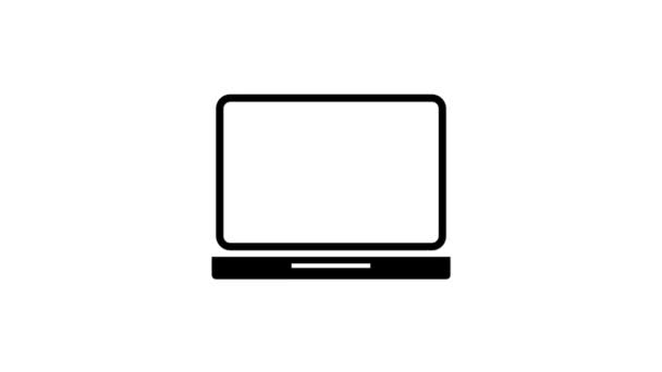 Fröhliche Person Symbol Auf Einem Laptop Bildschirm Animiert Auf Weißem — Stockvideo