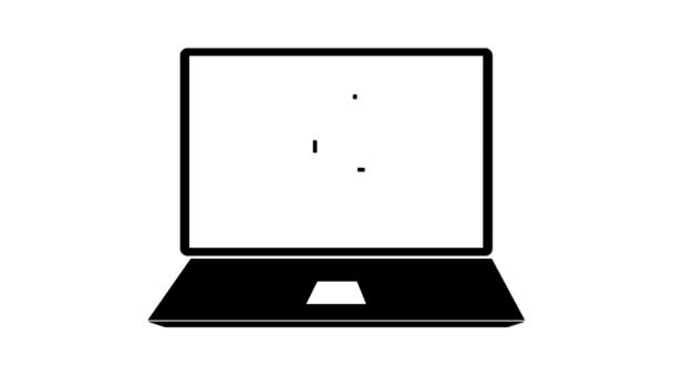 Минималистическая Иконка Человека Экране Ноутбука Анимированная Белом Фоне — стоковое видео