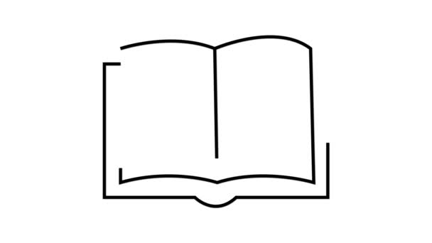 Animated Open Book Line Icon White Background — Stock Video