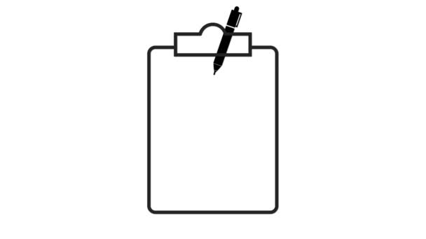 Deska Rozdzielcza Dołączonym Długopisem Odizolowana Animowana Białym Tle — Wideo stockowe