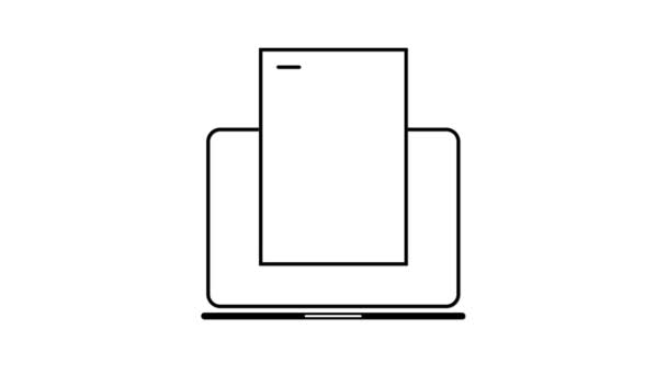 Laptop Con Icona Della Checklist Animata Sfondo Bianco — Video Stock