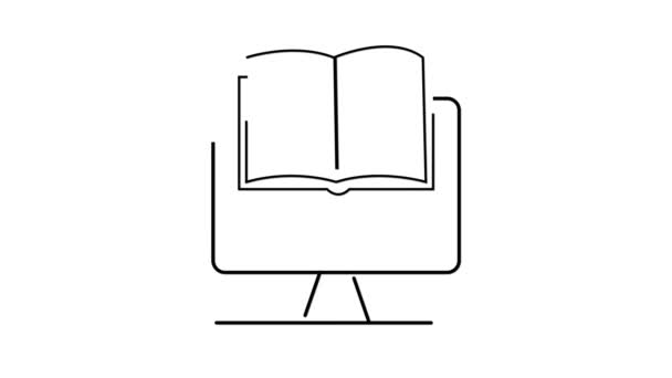 Открытая Книга Стенде Анимированного Белом Фоне — стоковое видео