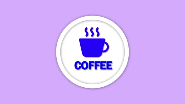 Minimalistyczna Ikona Filiżanki Kawy Parową Animacją Fioletowym Tle — Wideo stockowe