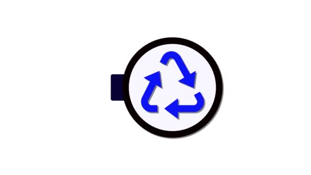 Μπλε Σύμβολο Δύναμης Κυκλικό Λευκό Βέλος Κινούμενο Λευκό Φόντο — Αρχείο Βίντεο