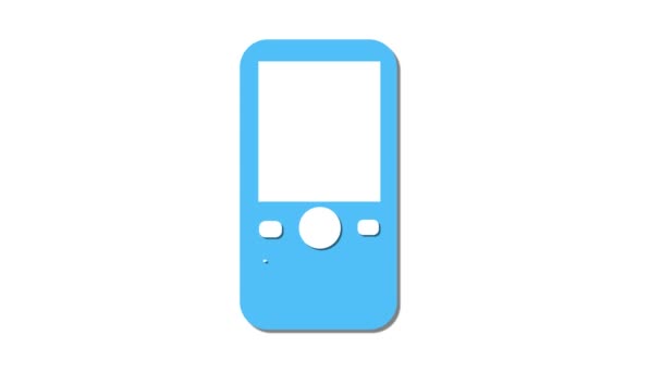 Blauwe Mobiele Telefoon Met Een Leeg Scherm Geanimeerd Witte Achtergrond — Stockvideo