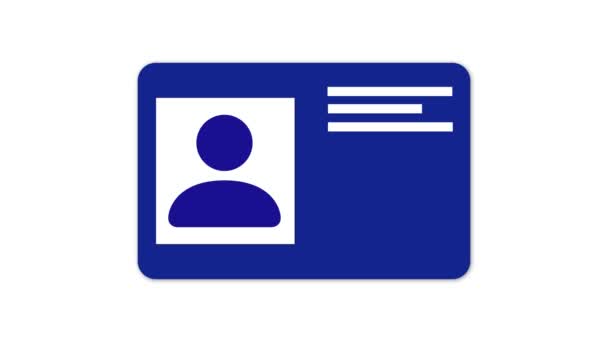Ilustração Icônica Animada Cartão Identificação Azul Branco Com Uma Silhueta — Vídeo de Stock