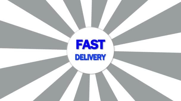 圆形动画中带有径向速度线和Fast Delivery文本的图形 — 图库视频影像