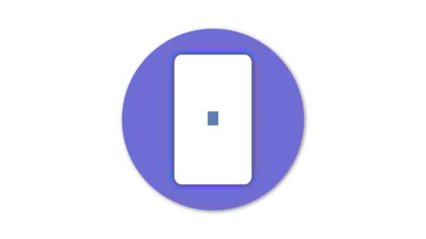 Ícone Smartphone Com Uma Tela Azul Animado Fundo Círculo Roxo — Vídeo de Stock