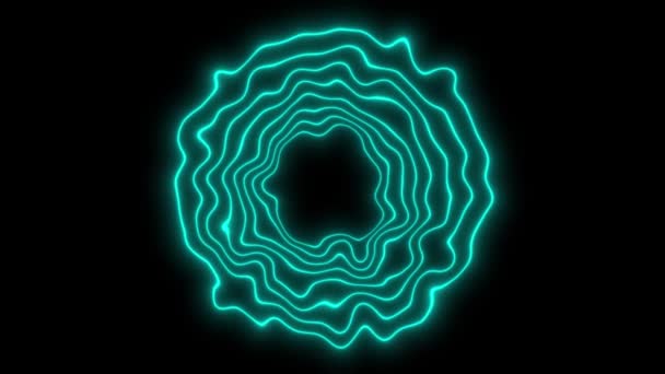 在动画黑色背景上形成隧道的霓虹灯六边形线 — 图库视频影像