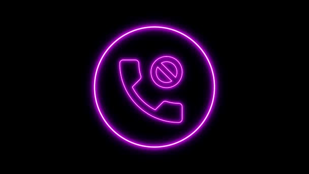 Neonové Znamení Telefonu Purpurovém Odstínu Animované Černém Pozadí — Stock video
